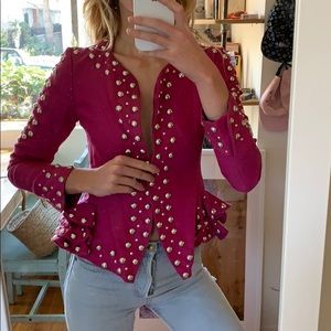 Jill Stuart runway collection pink studded blazer.